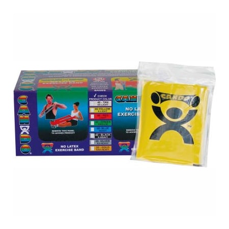 Fabrication Enterprises CanDo Latex Free Pre-Cut Exercise Band, X-Light, Yellow, 48"L Strips, Box of 40 1366648